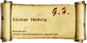 Ginter Hedvig névjegykártya